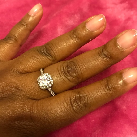 Gorgeous Halo SS wSimulated Diamonds Ring - Picture 8 of 8